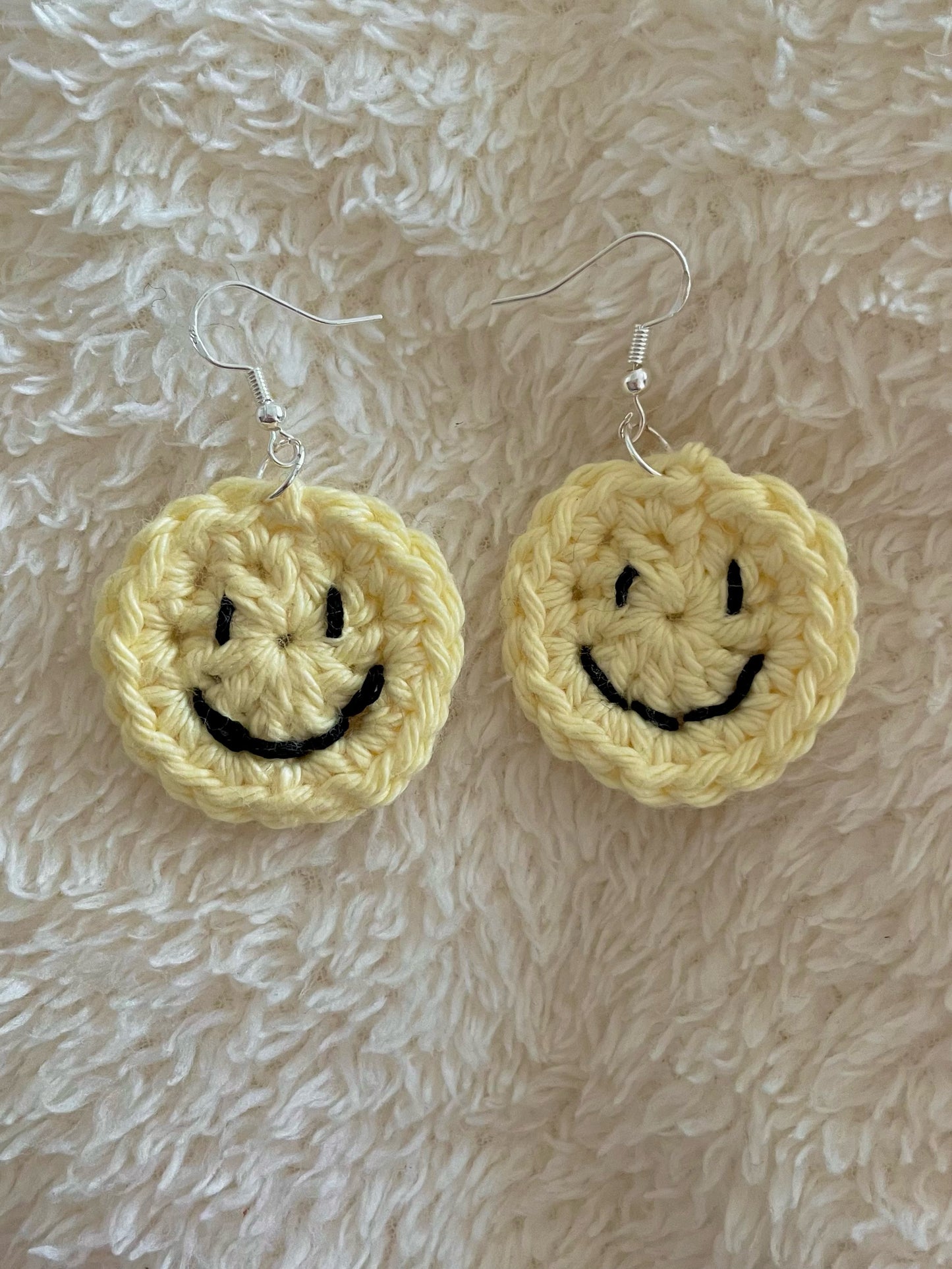 Crochet Smiley Face Dangle Earrings