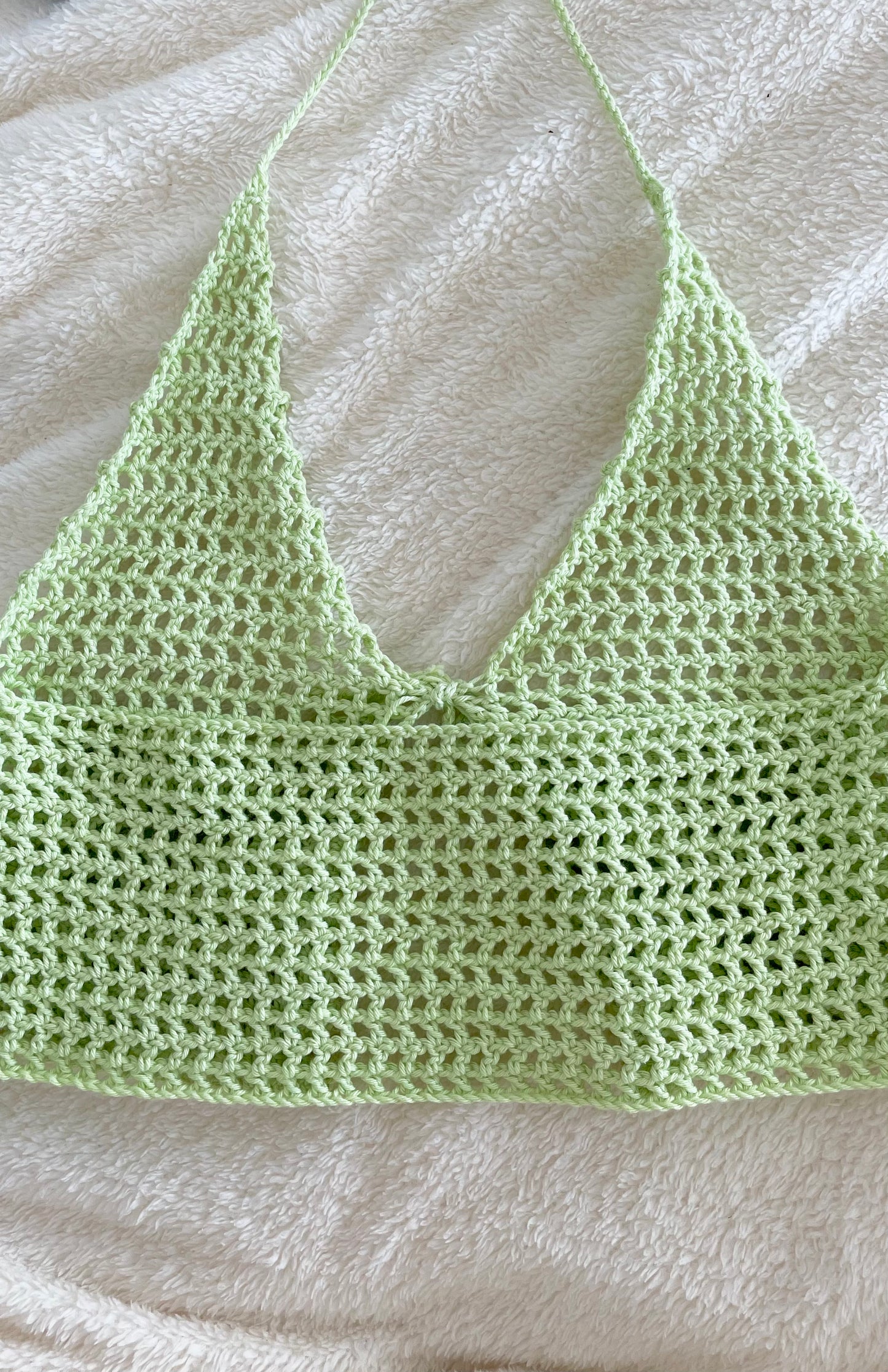 Crochet Jagged Edge Bra top, Green crochet Bikini Top, Green Too